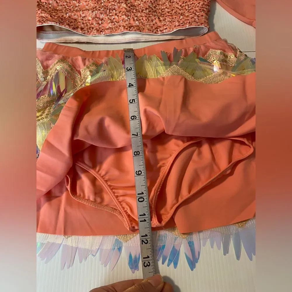 Revolution Tenth House 2 piece dance costume fringe coral MAKIN MOVES RC21293 SA